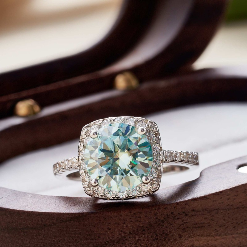 Light Moissanite 925 Sterling Silver Ring Wedding Anniversary Gift